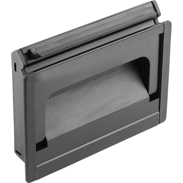 Recessed Handle Fold-Down, L=167, H=90, Form:A, Plug-In Aluminum, Black Anodized, Comp:Polyamide